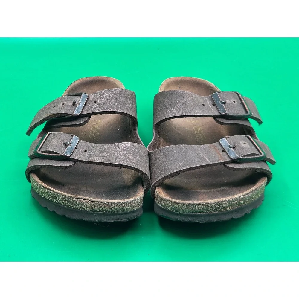 Birkenstock Arizona Kids Sandals Size 28 C10 Brown Metallic Two Strap Slides